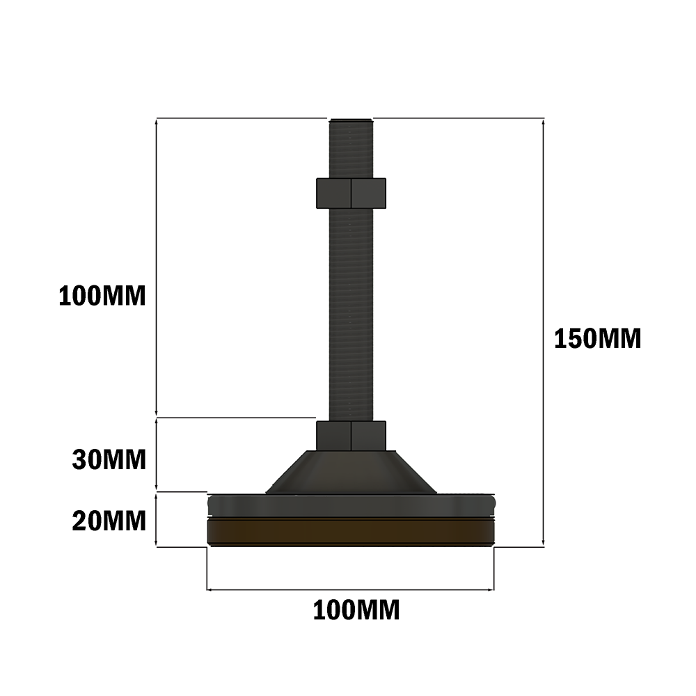 30-M16D100M-1 MODULAR SOLUTIONS FOOT PAD - 100MM X M16 - METAL CLAD NBR ANTI-SLIP PAD
